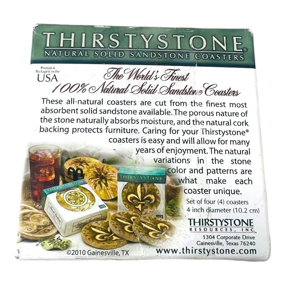 Thirsty Stone Set of 4 Natural Sandstone & Cork Santa Christmas Coasters - Picture 12 of 13